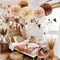 28 Pcs Boho Baby Shower Decorations - Neutral White, Brown & Champagne Party Set with Tissue Pom Poms, Tassel Garland, Triangle Flags & Circle Dots for Birthday, Wedding, or Fall Decor